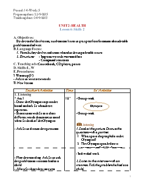 Giáo án Tiếng anh lớp 7 - Tiết 14 đến 53 - Năm học 2015-2016